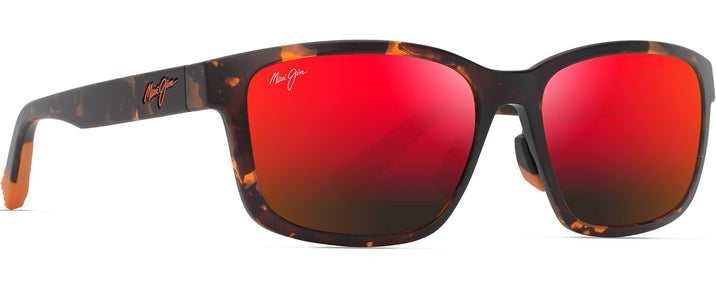 Rectangle Dark Havana/Hawaii Lava Lenses Maui Jim Lehiwa Asian Fit 648 View #1