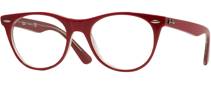 Round Red On Trans Grey Ray-Ban 2185V Single Vision Full Frame View #1