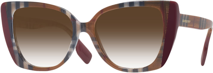 Cat Eye Check Brown/Bordeaux Burberry 4393 w/ Gradient Progressive No-Line Reading Sunglasses View #1