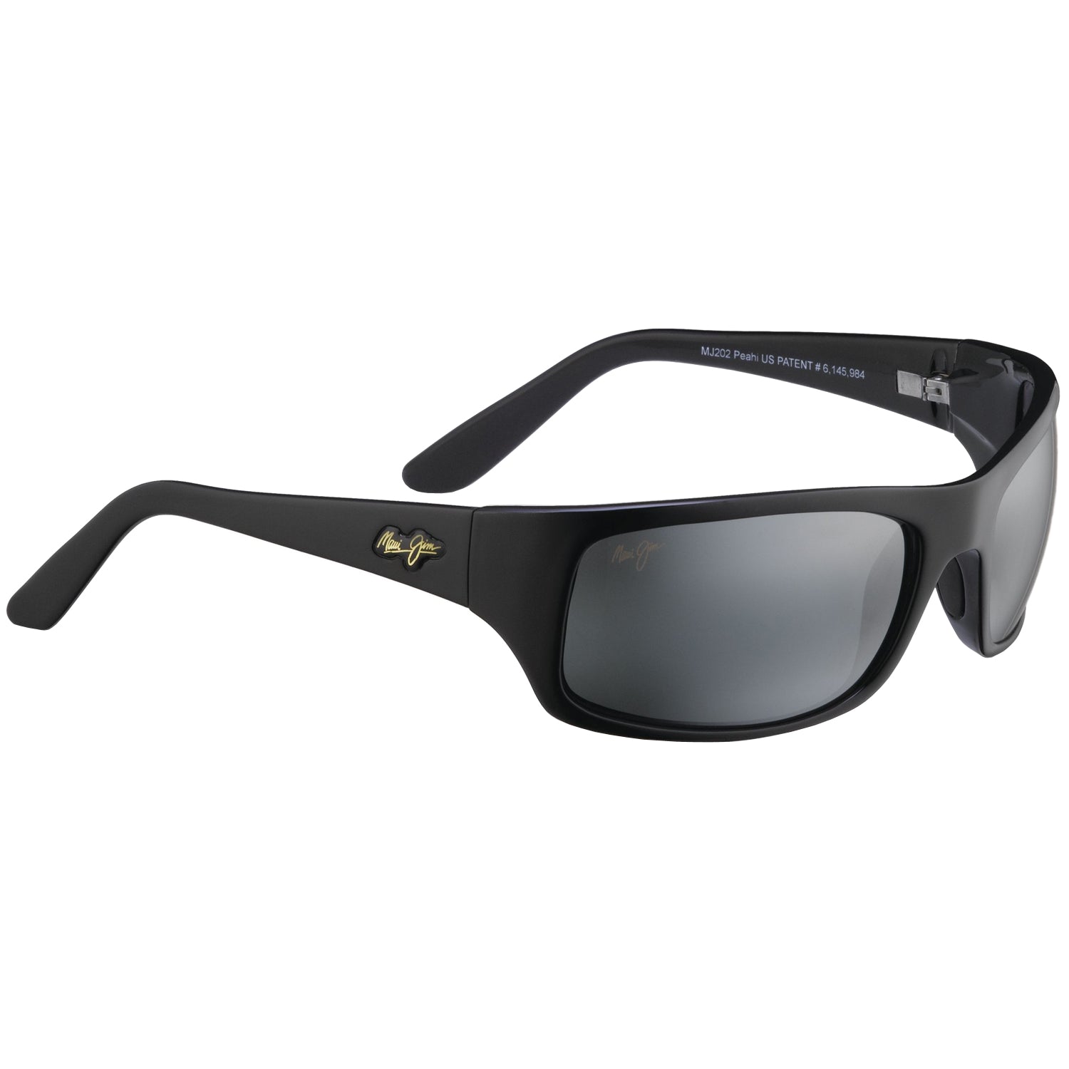 Maui Jim Peahi MJ 202-2M Wrap Black Wrap Sunglasses Gray Polarized Lens 65mm (C) 202-14_front.jpg main image 3