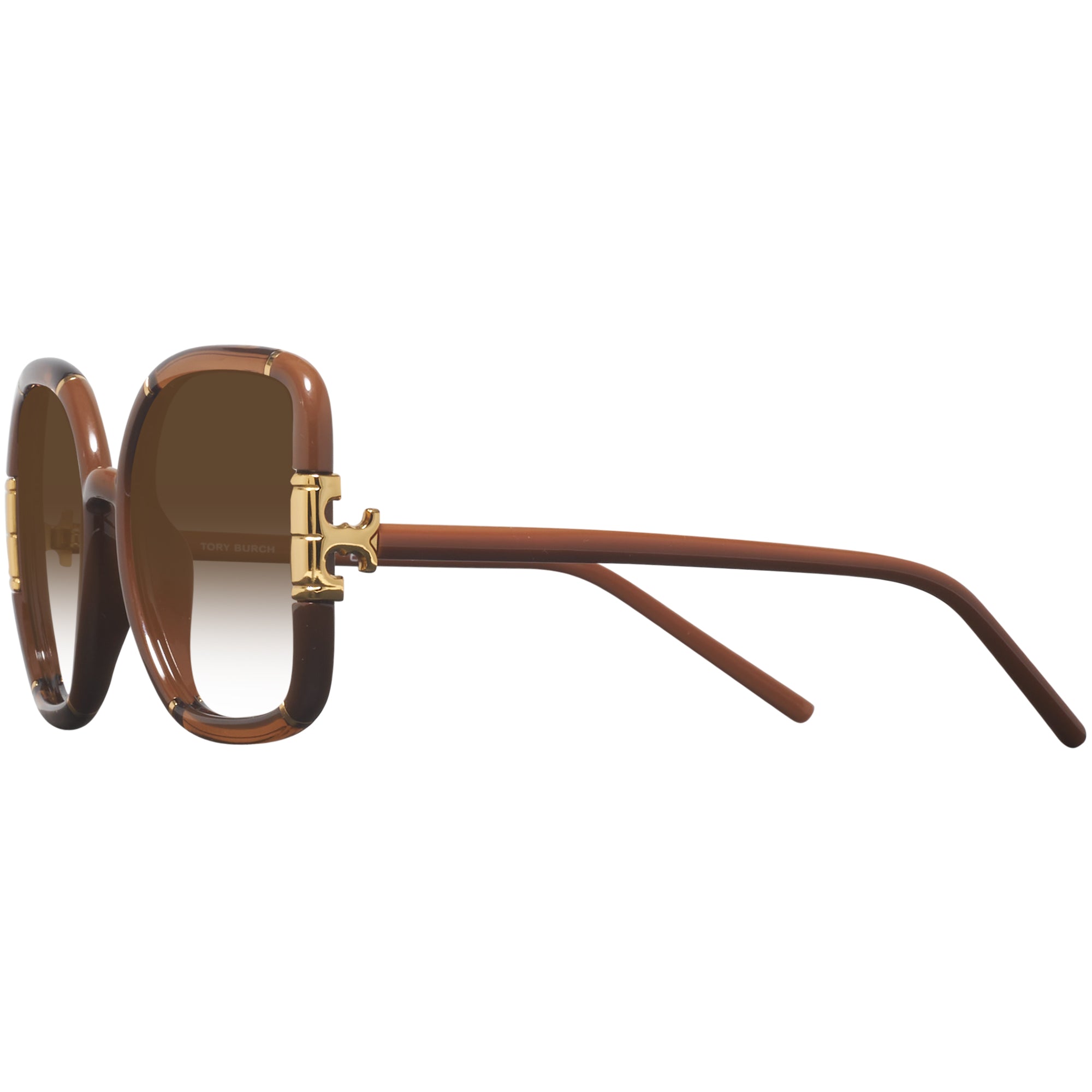 Tory Burch Brown Gradient Shield Sunglasses with Gold Accents Tory Burch TY7215U Cat-Eye Sunglasses | Neiman Marcus main image 2