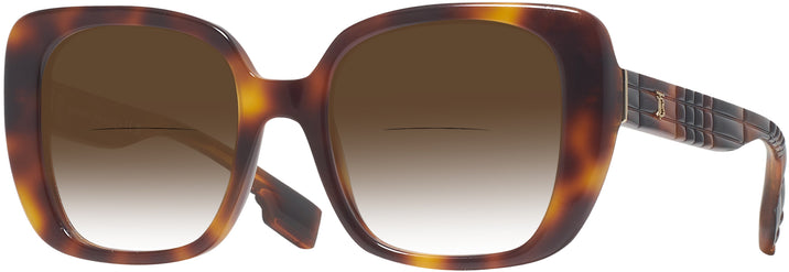 Square,Oversized Light Havana Burberry 4371 w/ Gradient Bifocal Reading Sunglasses View #1