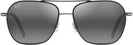Aviator,Square Black with Silver Stripe/Neutral Grey Lens Maui Jim Mano 877 View #2