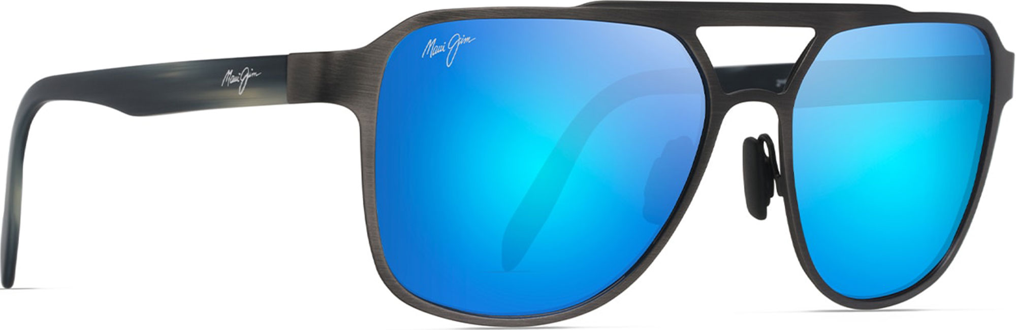 Satin Black Neutral Grey 2nd Reef Polarized Aviator Sunglasses by Maui Jim ReadingGlasses