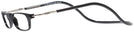 Rectangle Black CliC Magnetic Reading Glasses: Single Vision Half Frame View #3