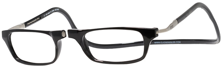 Rectangle Black CliC Magnetic Reading Glasses: Single Vision Half Frame View #1