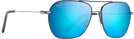 Aviator,Square Dark Navy Silver Stripe w/Blue Hawaii Lens Maui Jim Mano 877 View #1
