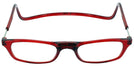 Rectangle Red CliC Magnetic Reading Glasses: Single Vision Half Frame View #2