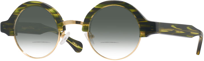 Round Amazon Green With Gold Kala Omega w/ Gradient Bifocal Reading Sunglasses View #1
