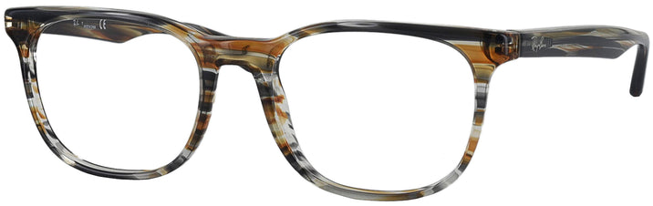 Square Stripped Brown Grey Ray-Ban 5369 Computer Style Progressive View #1