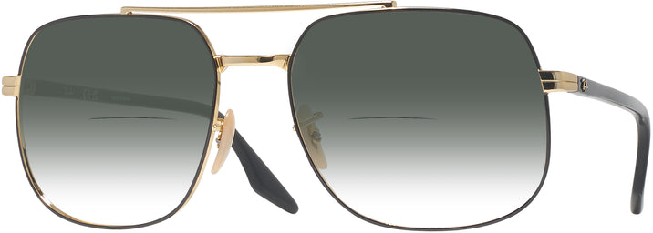 Aviator,Square Black On Gold Ray-Ban 3699 w/ Gradient Bifocal Reading Sunglasses View #1