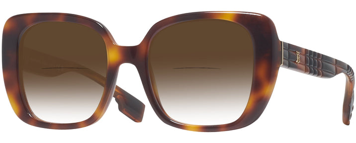 Square,Oversized Light Havana Burberry 4371 w/ Gradient Bifocal Reading Sunglasses View #1