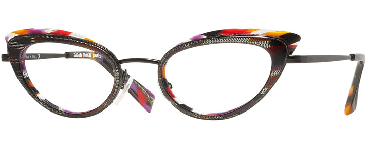 Cat Eye Black Pointille Muilti Black Alain Mikli A02029 Single Vision Full Frame View #1