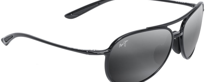 Aviator Black Gloss/grey Lens Maui Jim Alelele Bridge 438 View #1