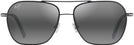 Aviator,Square Black with Silver Stripe/Neutral Grey Lens Maui Jim Mano 877 View #2