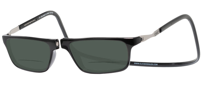 Rectangle Black CliC Executive XL Bifocal Reading Sunglasses View #1