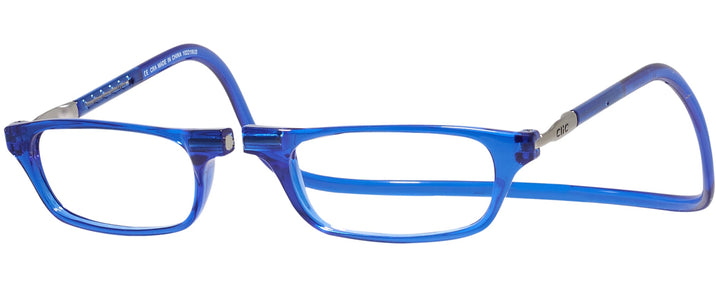 Rectangle Blue CliC Magnetic Reading Glasses: Single Vision Half Frame View #1