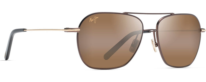 Aviator,Square Dark Brown Gold Stripe w/HCL Bronze Lens Maui Jim Mano 877 View #1