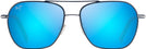 Aviator,Square Dark Navy Silver Stripe w/Blue Hawaii Lens Maui Jim Mano 877 View #2