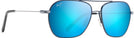 Aviator,Square Dark Navy Silver Stripe w/Blue Hawaii Lens Maui Jim Mano 877 View #1
