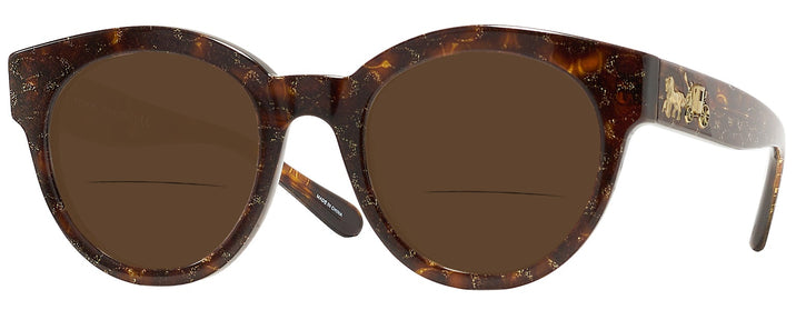 Round Tortoise Glitter Coach 8265 Bifocal Reading Sunglasses View #1