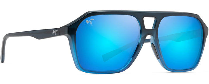 Aviator,Square Matte Black Fade To Blue w/Blue Hawaii Lens Maui Jim Wedges 880 View #1