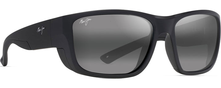 Rectangle Matte Black With Black Rubber/Neutral Grey Lens Maui Jim Amberjack 896 View #1