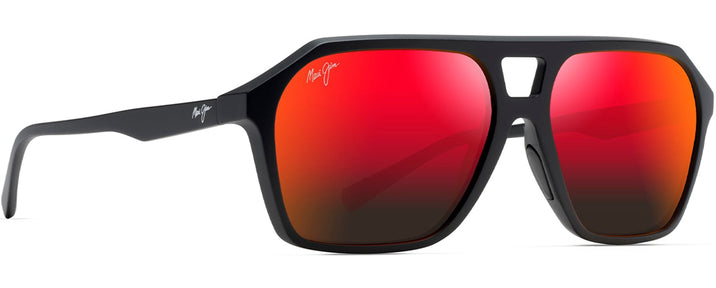 Aviator,Square Matte Black w/Hawaii Lava Lens Maui Jim Wedges 880 View #1