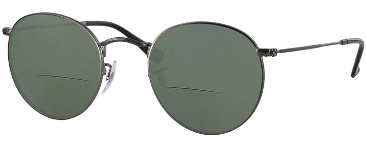 Round Matte Gunmetal Ray-Ban 3447V Bifocal Reading Sunglasses View #1