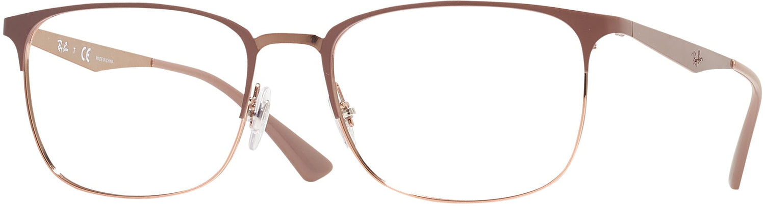 Ray-Ban RB6421 Eyeglass Frames – Polished Beige on Copper Frame, Clear Lenses Glasses Direct ™ -RB6421 - Square Beige On Copper Frame  main image 3
