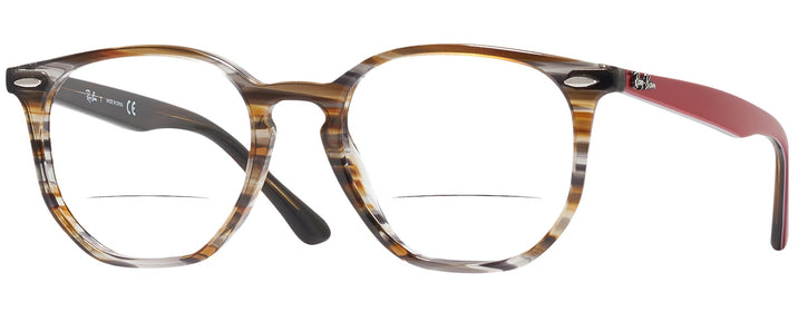 Square Brown / Striped Grey Ray-Ban 7151 Bifocal View #1