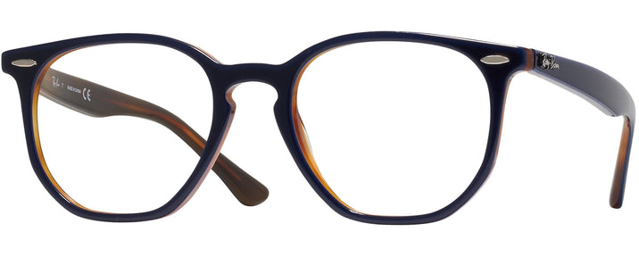 Square Blue on Havana Red Ray-Ban 7151 Single Vision Full Frame View #1