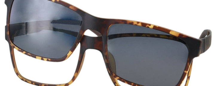Rectangle Matte Tortoise Seattle Eyeworks 960 with Clip Single Vision Full Frame View #1