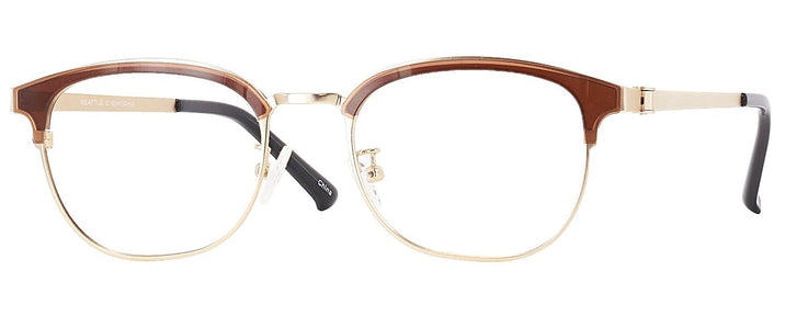 Square,Round Brown/gold Seattle Eyeworks 979 Progressive No-Lines View #1
