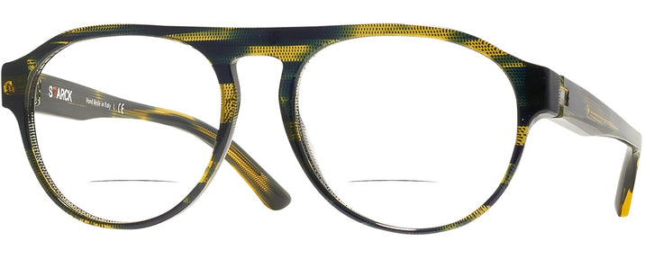 Round,Aviator Havana Yellow Pointille W/ Blue Starck SH5024 Bifocal w/ FREE Non-Glare View #1