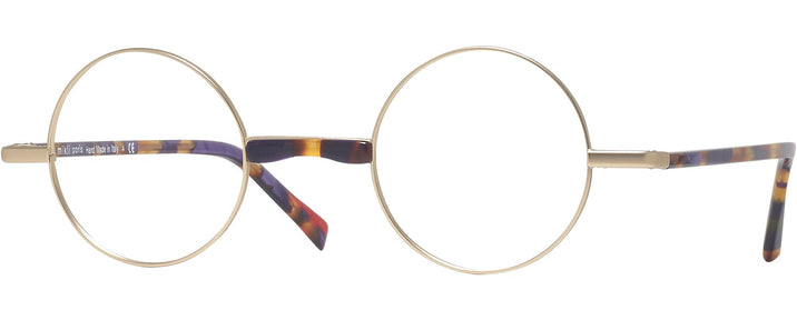 Round Matte Soft Gold/Violet Striped Alain Mikli A02041 Single Vision Full Frame View #1