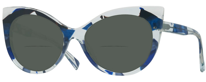 Cat Eye Crystal Waves Black Blue Alain Mikli A05032 Bifocal Reading Sunglasses View #1