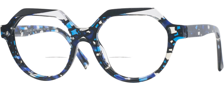 Round Blue Mosaique / Crystal / Noir Alain Mikli A05067 Bifocal View #1