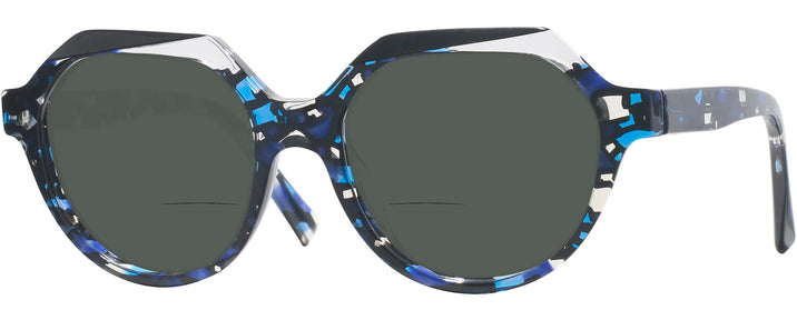 Round Blue Mosaique / Crystal / Noir Alain Mikli A05067 Bifocal Reading Sunglasses View #1