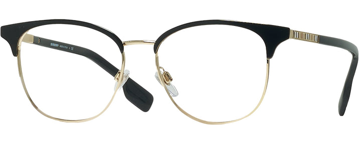 Square Light Gold/black Burberry 1355 Single Vision Full Frame View #1