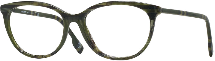 Oval Check Green Burberry 2389 Single Vision Full Frame View #1