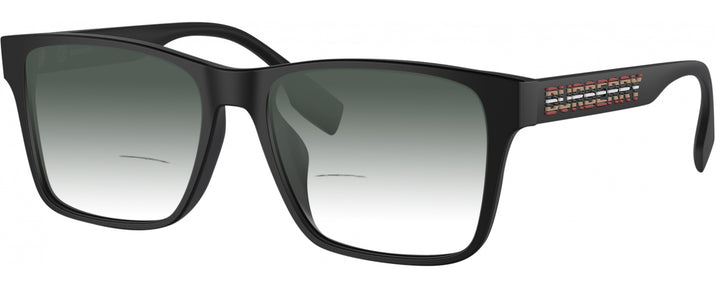 Rectangle Matte Black Burberry 2393D w/ Gradient Bifocal Reading Sunglasses View #1