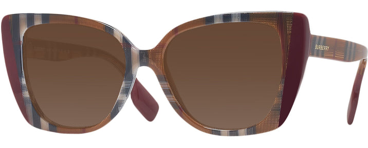 Cat Eye Check Brown/Bordeaux Burberry 4393 Sunglasses View #1