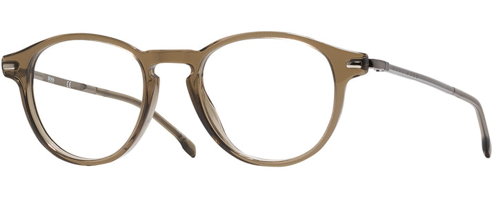 Round Brown Hugo Boss 0932 Single Vision Full Frame View #1