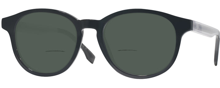 Round Black Crystal Hugo Boss 1548 Bifocal Reading Sunglasses View #1