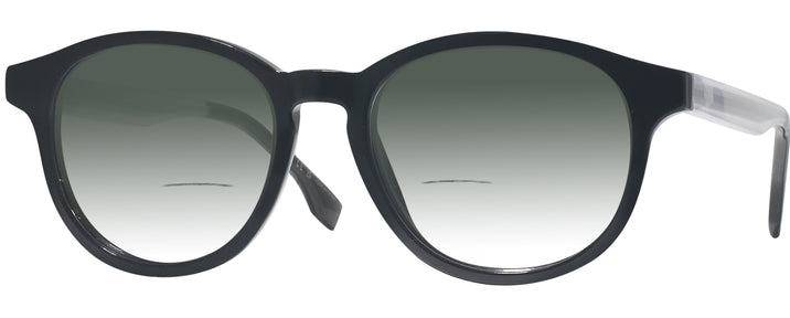 Round Black Crystal Hugo Boss 1548 w/ Gradient Bifocal Reading Sunglasses View #1