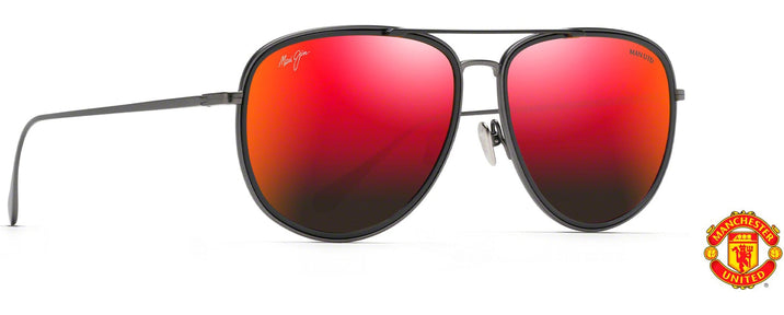 Aviator Dark Gunmetal W/ Black/Hawaii Lava Lens Maui Jim Fair Winds Manchester 554 View #1