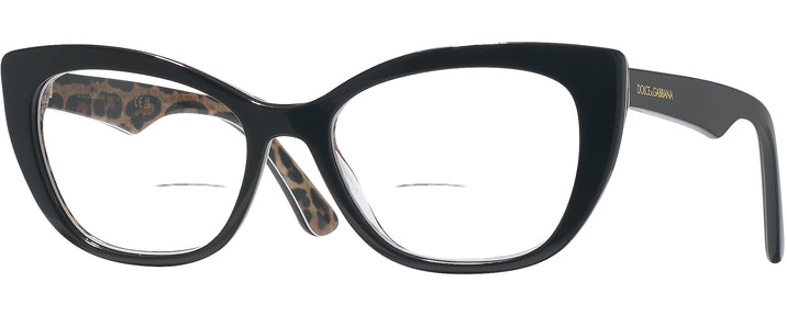 Cat Eye Black On Leo Brown Dolce &amp; Gabbana 3360 Bifocal View #1