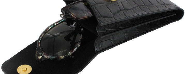  Black Embossed Leather Duo Case View #1