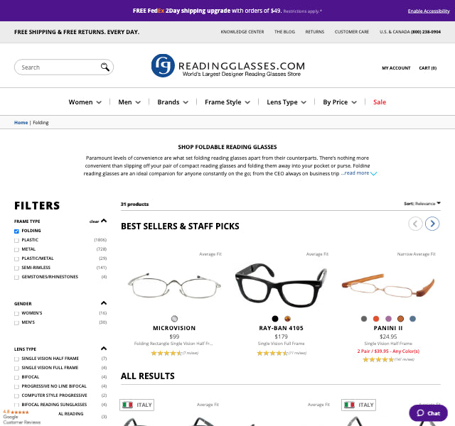 Folding & Collapsible Reading Glasses